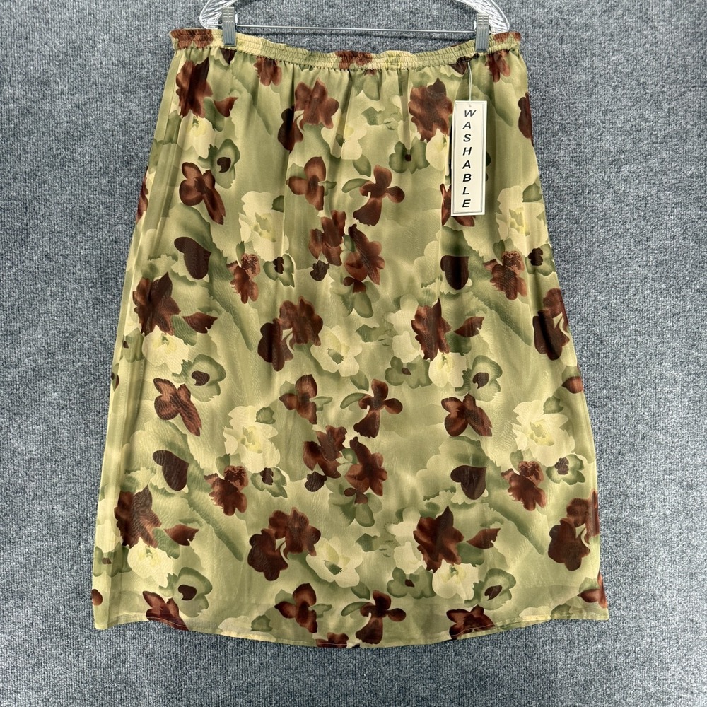 Vintage Rebecca Jones Skirt Womens 1X 100% Silk Floral Botanical Boho Cottage